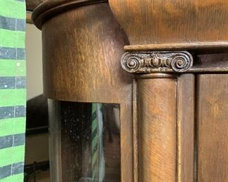 Large Antique Tiger Oak Curio Cabinet