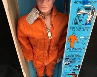 1960's GI Joe TALKING Pilot Figure with Original Box - WORKS!!