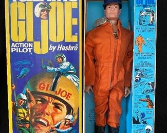 1960's GI Joe TALKING Pilot Figure with Original Box - WORKS!!