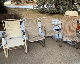Vintage Lloyd HEYWOOD WAKEFIELD Outdoor Metal Wicker Chairs