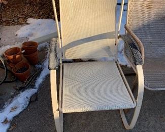 Original 1930s Howell Machine Age Patio Springer Chair with Perforated Steel Seat and Back