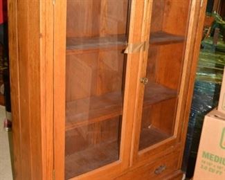 Antique Oak Bookcase, Glass Front, Very Nice