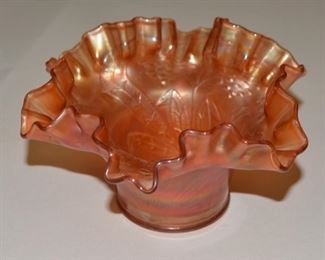 Carnival Glass Bowl, Marigold, Ruffle