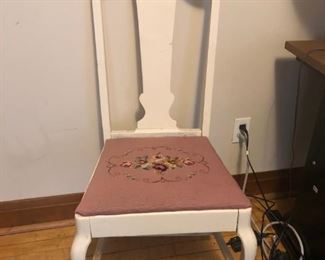 Chair with needlepoint seat