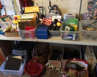 Office supplies, Cords, Picnic Basket, Paintbrushes
