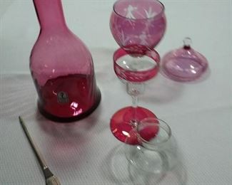 Cranberry Clear glassware / letter oprner https://ctbids.com/#!/description/share/324143