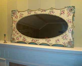 Antique Victorian mirror hand painted by Susan Terkel.