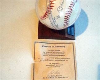Mickey Mantle signed baseball with C.O.A.