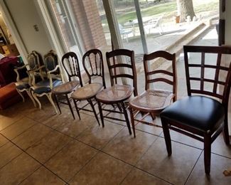 assortment of chairs, some pairs