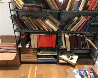 BOOKS and Metal folding book shelves