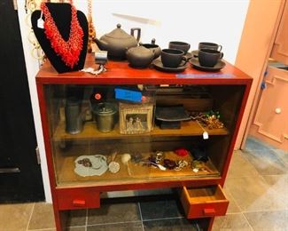 50's display cabinet mint, double sliding glass doors!