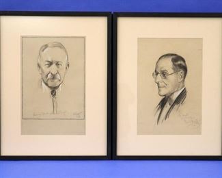 S.J. Woolf (New York, 1880-1948) Portrait Studies. Dated 1934, Charcoal & White Chalk on Paper