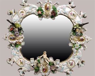 Dresden Rococo style Porcelain Mirror