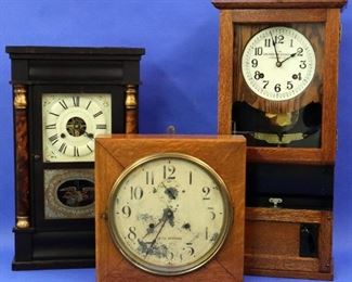Cincinnati Time Recorder time clock, Seth Thomas shelf clock, Seth Thomas office clock