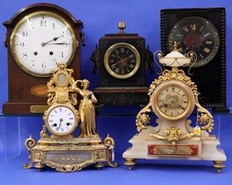 English bracket & Shelf clocks, Bronze & Onyx Mantel Clocks