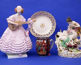 Herend Figurine, Meissen Figurine, KPM plate, 18th Century Chinese can