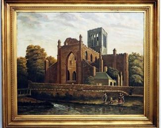 W. A. Young Landscape with Ruins, dated 1856. Oil on Canvas. Framed , measures 34" wide x 29" high.