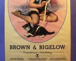 6.	1962 pin-up calendar, Salesman sample, “Denise” signed Gil Elvgren, 16x33”, sleeved.