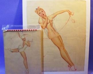 9.	1947 12-page Petty pin-up calendar with a 14x17” Litho, all signed George Petty.