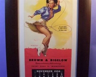 5.	1956 pin-up calendar, Salesman sample “On her Toes”, signed Gil Elvgren, 14x28”, framed.