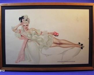 12.	1943 pin-up poster for the movie “Du Barry was a Lady”, signed Alberto Vargas, includes movie promo sheet, 18x26”, framed.