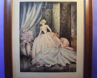 16.	C/1930’s Icart style litho, “Love Letters, signed Martine, 21x26”, framed.