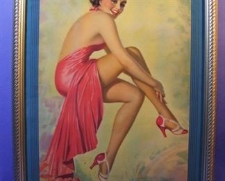 34.	C/1940 pin-up litho, “Mimi”, signed Victor Tchetchet, 16x20”, framed.