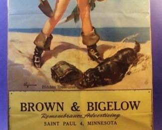 36.	1956 pin-up calendar, Salesman sample, “Hidden Treasures”, signed Gil Elvgren, 22x45 ¾”, sleeved.