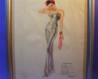 66.	C/1940 pin-up litho, “Patriotism Minus”, signed Alberto Vargas, 16x20”, framed.