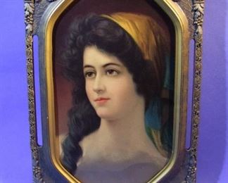 67.	C/1900 pin-up chromo litho, Portrait, unsigned, 13x20”, framed.