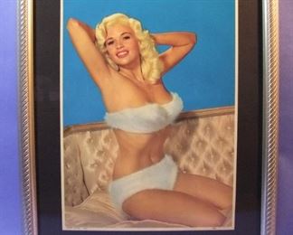 71.	C/1960 photo/pin-up litho, “Sweet Jayne” (Jane Mansfield), 16x20”, framed.