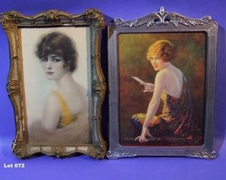 72.	C/1920 2 small pin-up lithos, 1 signed Edward Eggleston, 8X10” and 6x10”, both framed.