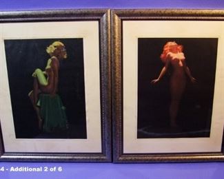 44. C/1940 Set of 6 pin-up portfolio “Running into Six Figures”, limited edition, special order only, all Full Nudes on black background.  All signed Earl Moran, 16x20”, all framed.