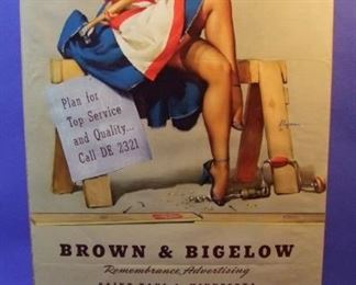 46.	1956 pin-up calendar, Salesman sample, “Well Built”, signed Gil Elvgren, 16x33 ¼”, sleeved.