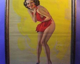 54.	C/1940 pin-up litho, “Hold Everything”, signed Rolf Armstrong, 22x28”, framed.