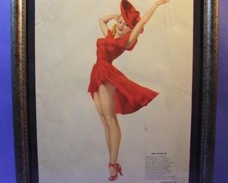 63.	C/1940 pin-up litho, “Red Means Go”, signed Alberto Vargas, 16x20”, framed.