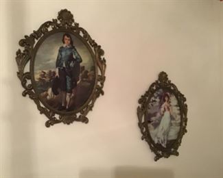 Pinkie and Blue Boy Victorian prints in bubble frames