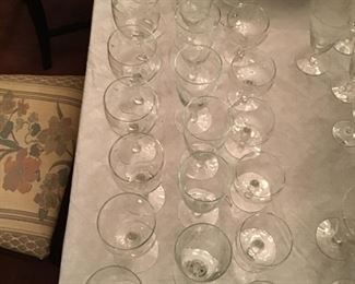 Three sets of vintage etched stemware. Beautiful! 