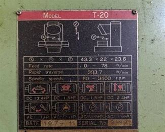 Kitamura Full AutoMill T20 Serial 9147 Manufacture Date 1979