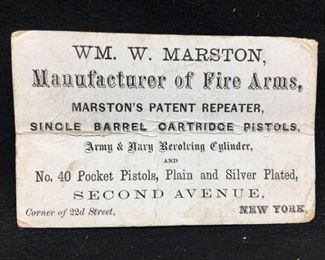 723JB WM. W. Marston Firearm Ad Card