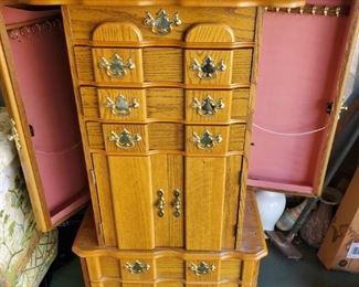 Jewelry chest.  Because no robber would go there first.  :Look at me, I am jewelry chest.  I hold cans of expired Tuna Fish in Oil.  Ugh.  Why do people buy tuna fish in oil?  Should this not be banned by now???  But it is a cool piece.  Kinda Like me.  I am a cool piece!