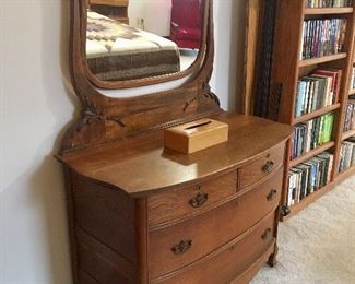 Antique Oak Dresser and Mirror