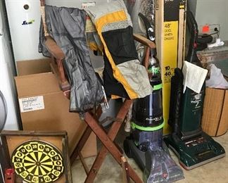 Dart Board- Director’s Chair- Shampooer- Vacuum