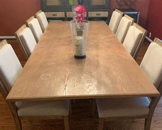 Dining Room Table , in Ash Washed Oak Finish & 8 Chairs, Table 104"x 46",$2000. Dining Room is Designed by Diane Breckenridge Interiors