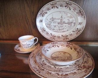 Johnson Bros. Historic America II dinner ware.  Service for 12 and 2 Serving Bowls, 1 platter. 