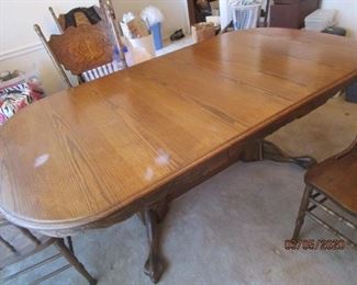 Dining Table (one leaf).  White spots are wax build-up spots.  