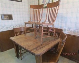 Very old kitchen table and chairs