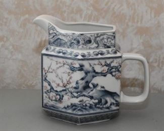 Hand Painted Asian Pottery Pitcher