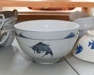 Asian Dinnerware - Soup & Rice Bowls (Blue & White)
