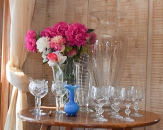 Glass Vases, Etched Stemware / Wine Glasses